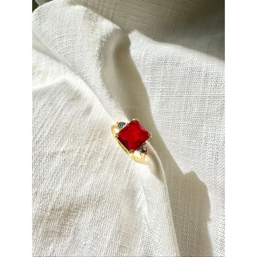 Cherry red cocktail ring